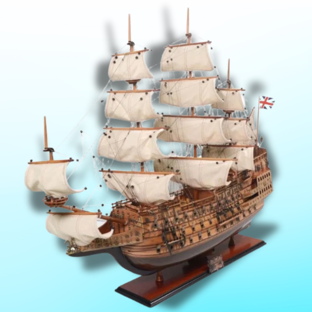 Elitarny model brytyjskiego żaglowca H.M.S. Sovereign of the Seas z rozwiniętymi żaglami